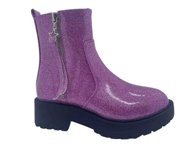 Glänzende und stilvolle rutschfeste PU-Mädchenstiefel
