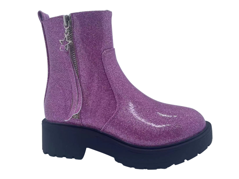 Glänzende und stilvolle rutschfeste PU-Mädchenstiefel