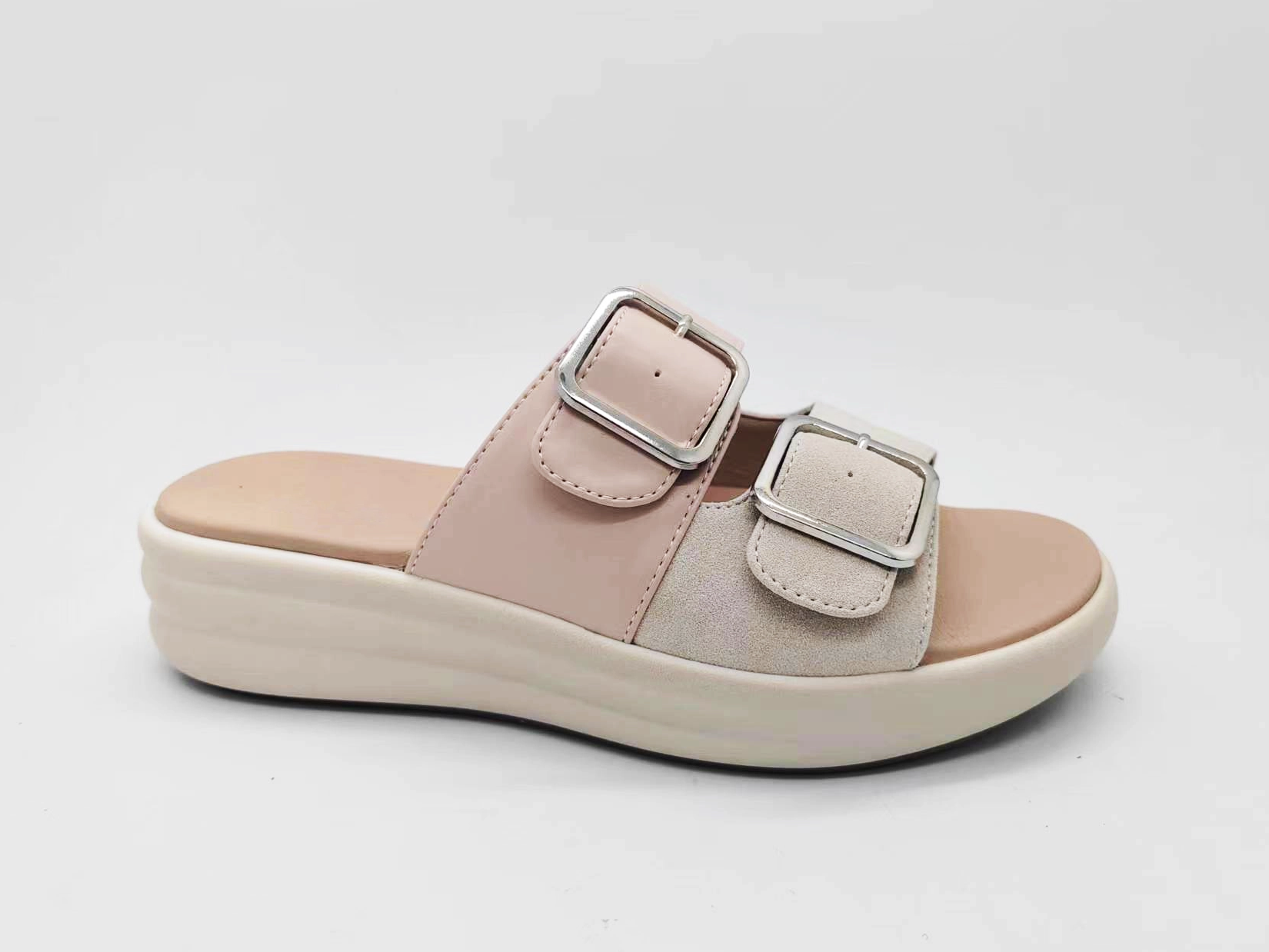 Verstellbare, bequeme, stabile Damensandalen mit Doppelschnallenriemen