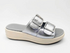 Silberne, höhenvergrößernde, klassische, auffällige Damensandalen