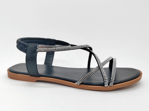 Marineblaue, elegante, schlichte Damensandalen in eleganter Farbe