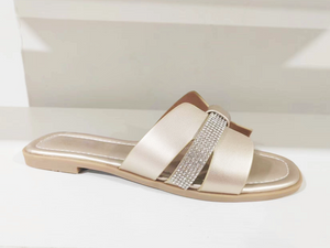 Frühlings-elegante Champagner-Diamant-Damensandalen
