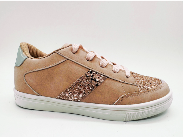 Flache, rutschfeste, leichte Mädchen-Freizeitschuhe mit Pailletten
