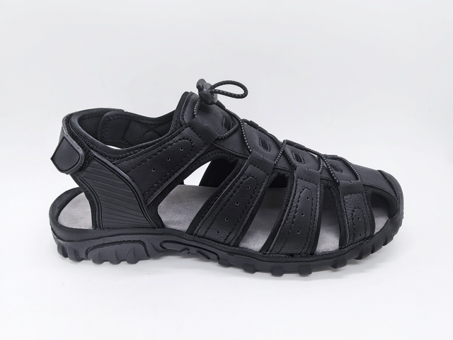 Schwarze, modische, stabile Herrensandalen