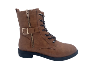 Braune einzigartige PU-Mädchenstiefel mit Reißverschluss