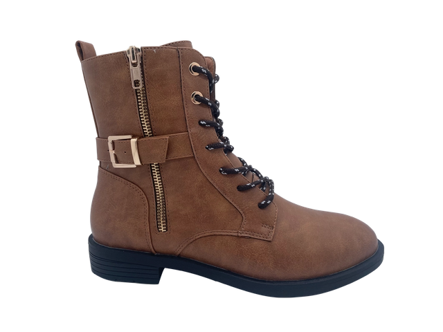 Braune einzigartige PU-Mädchenstiefel mit Reißverschluss