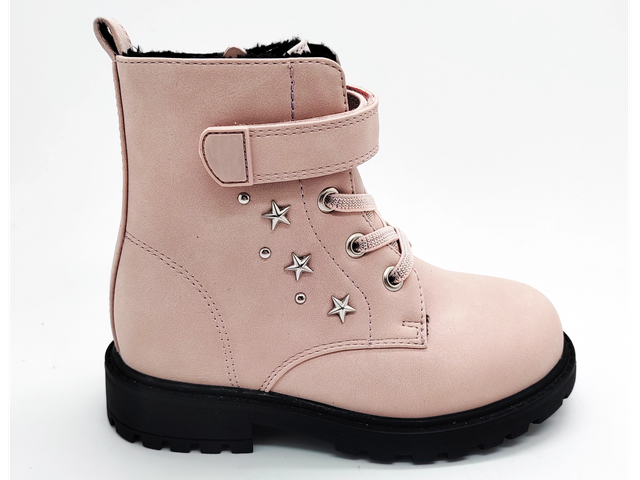 Rosa, flache, vielseitige Mädchenstiefel mit bequemem Design